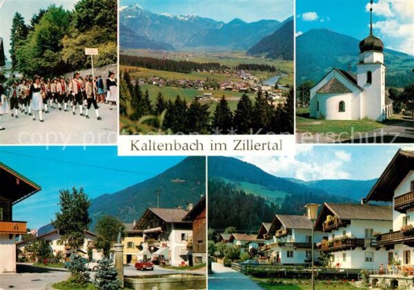 Kaltenbach Tirol Festumzug Ortsmotive Brunnen Kirche Lan