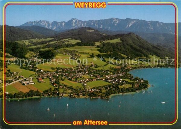Weyregg Attersee Alpenpanorama Fliegeraufnahme