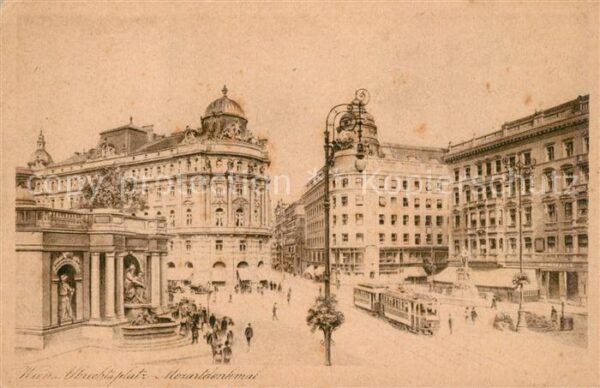 Wien Albrechtsplatz Mozartdenkmal Strassenba