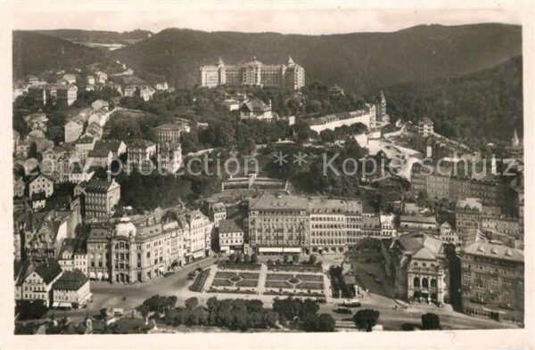 Karlsbad Eger Karlovy Vary Blick vom Hotel Imperial und Stadttheat
