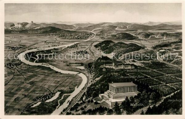Walhalla Ponoramakarte mit Donau