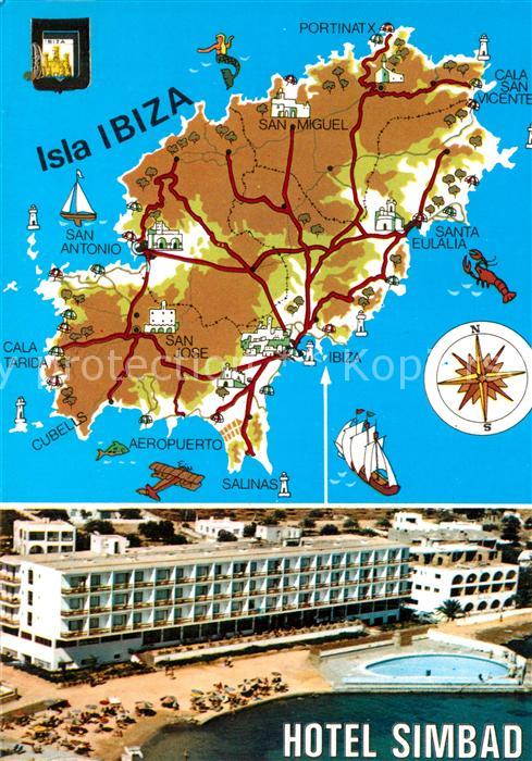 Ibiza Islas Baleares Hotel Simbad Strand Fliegeraufnahme Lan