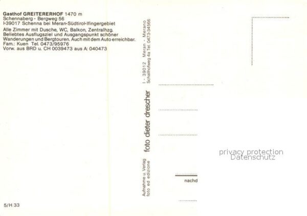 Schenna Meran Gasthof Greitererhof Ilfingergebiet – Bild 2