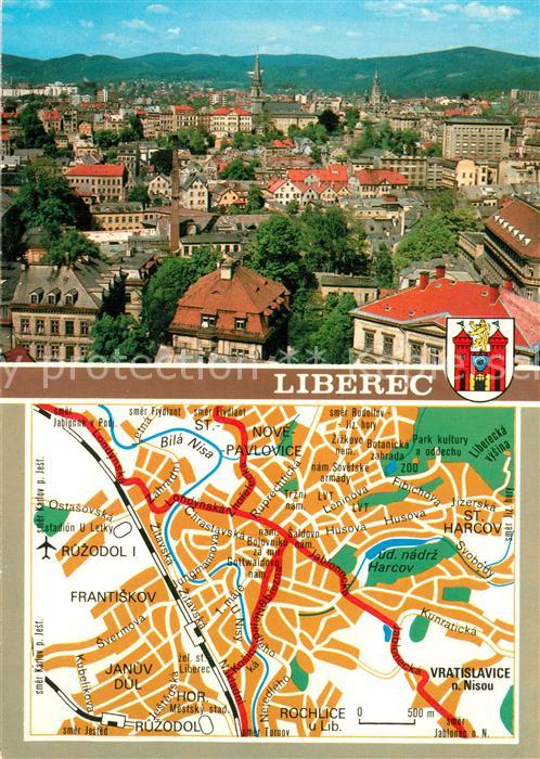 Liberec Stadtpanorama Stadtplan