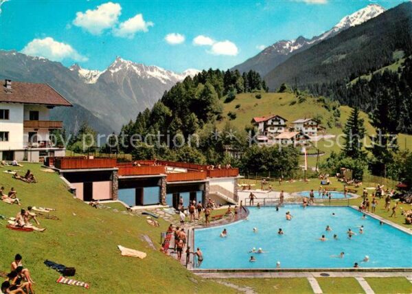 Finkenberg Tirol Freibad mit Brandbergkolm Ahornspitze Z