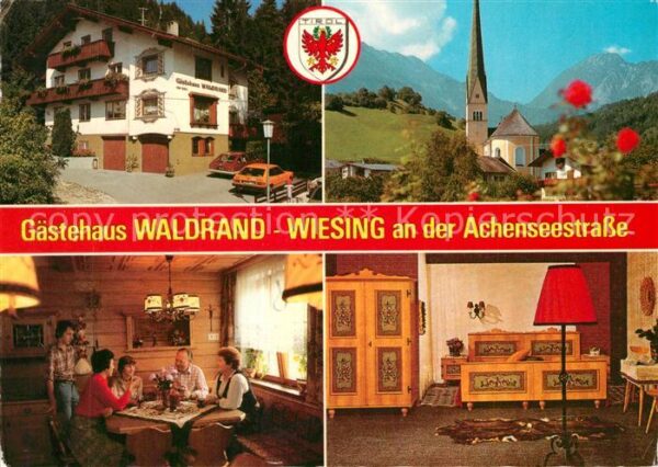 Wiesing Tirol Gästehaus Waldrand Ortsmotiv mit Kirche