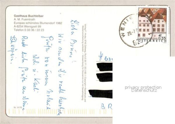 Wenigzell Ortsmotiv mit Kirche Gasthaus Buchtelba – Bild 2