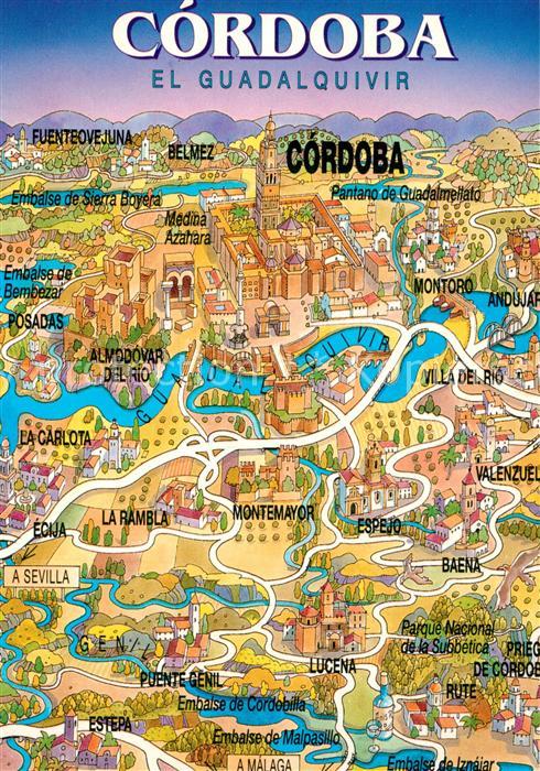 Cordoba Andalucia El Guadalquivir Mapa Landkarte