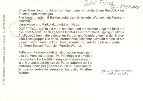 Dorf Tirol Gästehaus Pension Tischtennis Schloss B – Bild 2