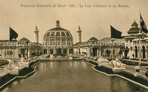 Exposition Universelle Gand 1913 Cour d_Honneur Bassins