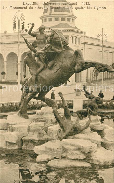 Exposition Universelle Gand 1913 Monument du Cheval Bayard Quatre Fils A