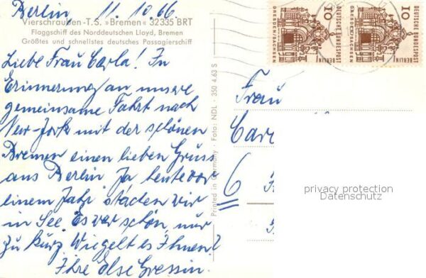 Schiffe Ships Navires T.S. Bremen – Bild 2