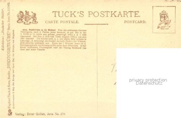 Verlag Tucks Oilette Nr. 1179 B Jena Stadtkirche zu St. Michael – Bild 2