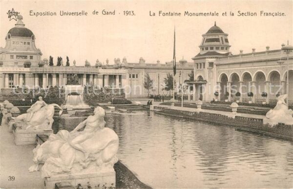 Exposition Universelle Gand 1913 Fontaine Monumentale Section Francaise