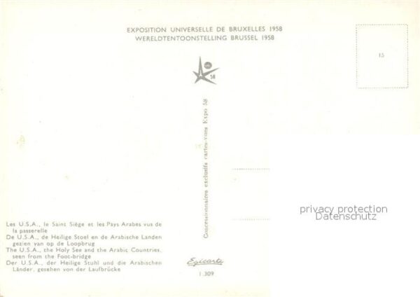 Exposition Universelle Bruxelles 1958 U.S.A. Heiliger Stuhl Arabische L?nder – Bild 2