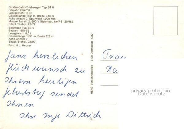 Strassenbahn Triebwagen Typ ST 6 Eberstadt – Bild 2