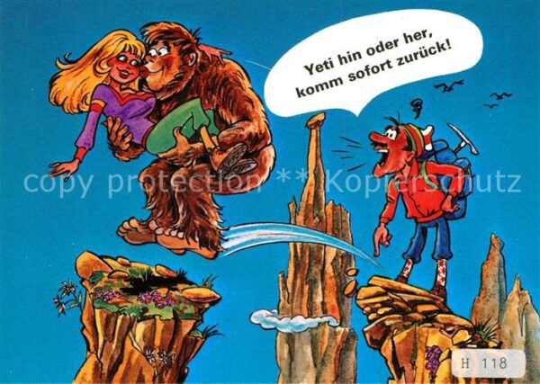 Bergsteigen Klettern Comic Yeti Frau