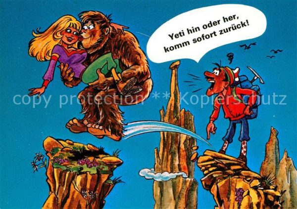 Bergsteigen Klettern Comic Humor Yeti
