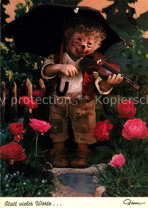 Mecki Nr. 447 Geige Regenschirm Rosen