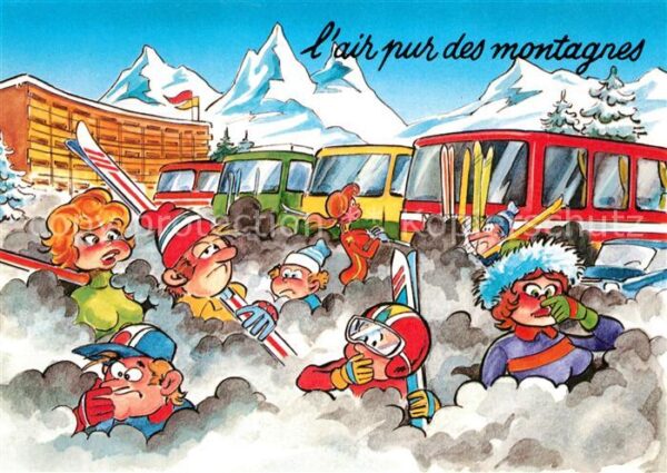 Skifahren Humor Smog Autobus