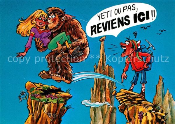 Bergsteigen Klettern Humor Comic Yeti Frau
