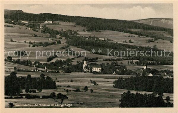 Giehren Isergebirge Panorama Kirche
