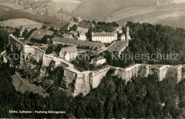 Koenigstein Saechsische Schweiz Fliegeraufnahme Festung