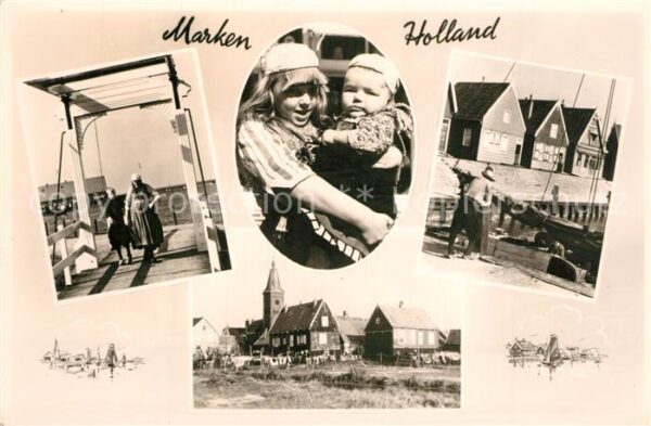 Marken Trachten Hafen Kirche Hebebrücke