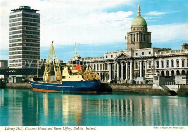 Dublin Ireland Liberty Hall Customs House and River Li