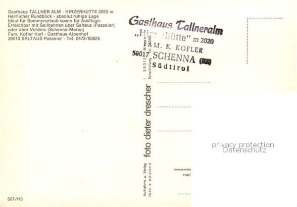 Schenna Meran Gasthaus Tallner Alm Hirzerhütte – Bild 2