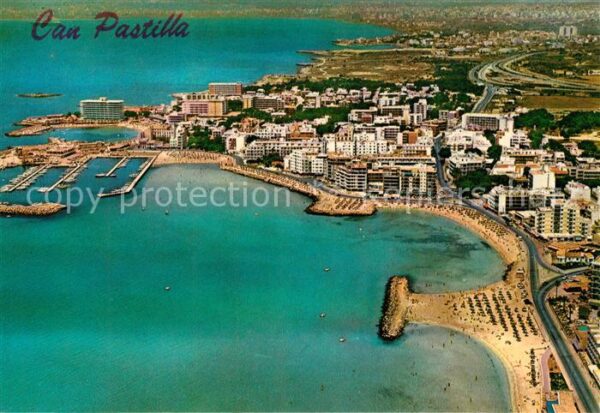 Can Pastilla Palma de Mallorca Fliegeraufnahme mit Strand und Hafen