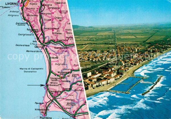 San Vincenzo Toscana Fliegeraufnahme Strand Landkarte
