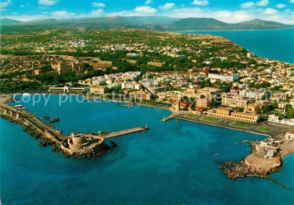 Rhodos Rhodes ?g?is Fliegeraufnahme mit Hafen