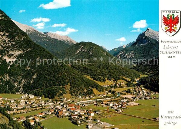 Scharnitz Fliegeraufnahme mit Karwendel-Gebirge