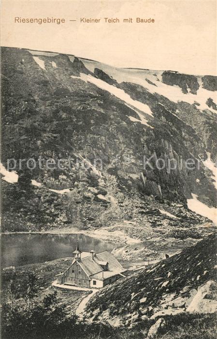 Riesengebirge Krkonose Karkonosze Kleiner Teich mit Baude