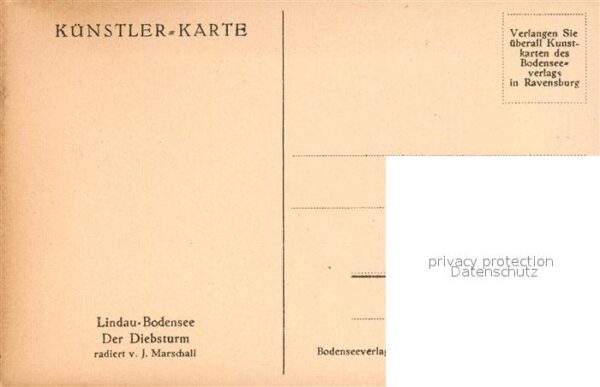 Lindau Bodensee Diebsturm Radierung J. Marschall Künstl – Bild 2