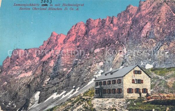 Lamsenjochhuette Berghütte mit Hochnisslgrat Karwendelge
