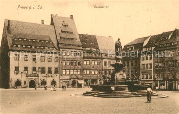Freiberg Sachsen Obermarkt Brunnen Feldpost