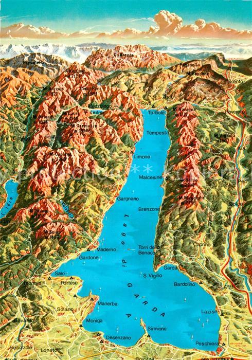 Gardasee Lago di Garda und Umgebung aus der Vogelperspektive
