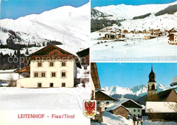 Fiss Tirol Pension Leitenhof Ortsmotiv mit Kirche