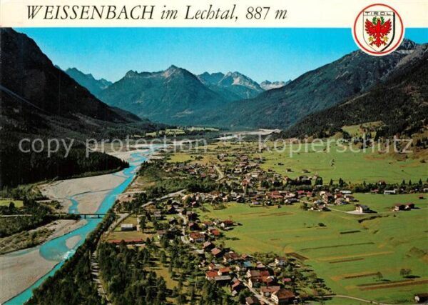 Weissenbach Lech Panorama Lechtal Alpen Fliegeraufnahme
