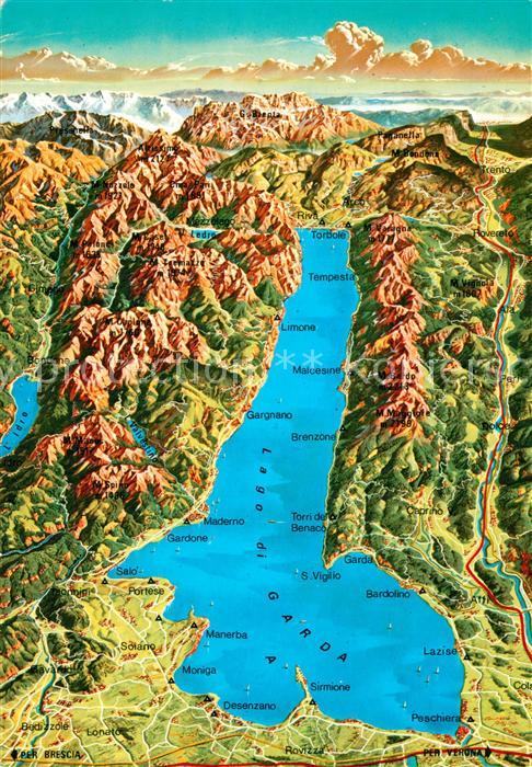 Gardasee Lago di Garda und Umgebung aus der Vogelperspektive