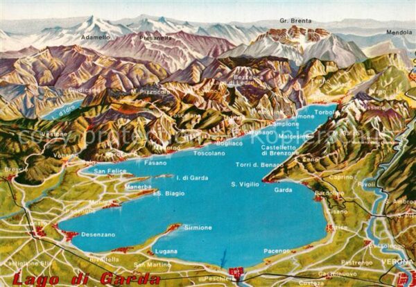 Gardasee Lago di Garda und Umgebung Alpenpanorama aus der Voge