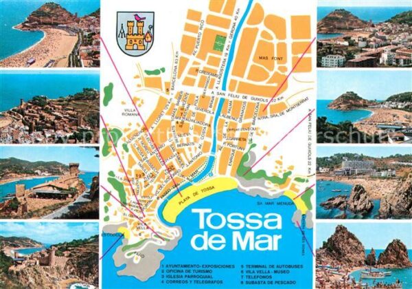 Tossa de Mar Küstenpanorama Landkarte