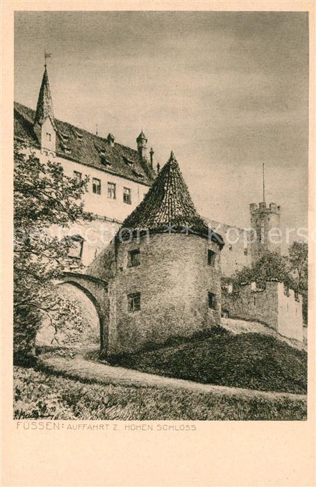 Fuessen Allgaeu Auffahrt Hohes Schloss Künstlerkarte