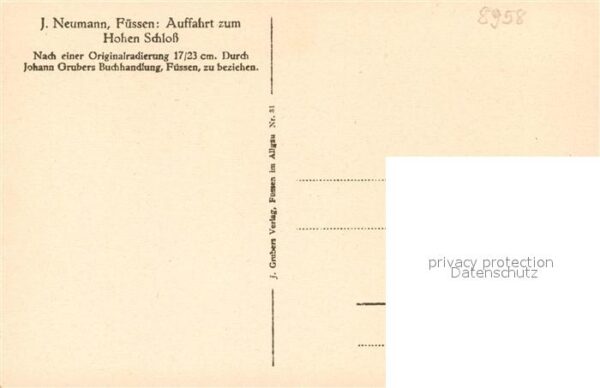 Fuessen Allgaeu Auffahrt Hohes Schloss Künstlerkarte – Bild 2