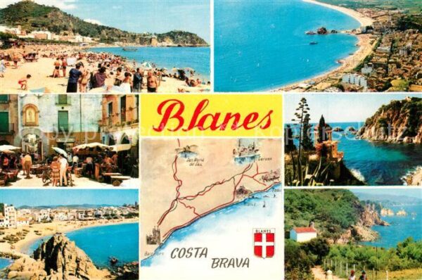 Blanes Panorama Strand Küste Landkarte Ortsmot