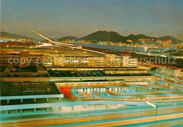 Kaitak View of plane making a night landing ai