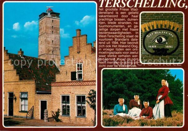 Terschelling Motiv mit Leuchtturm Trachten