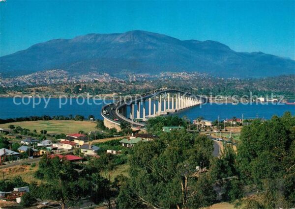 Hobart Tasmania Tasman Bridge and Mount Wellington